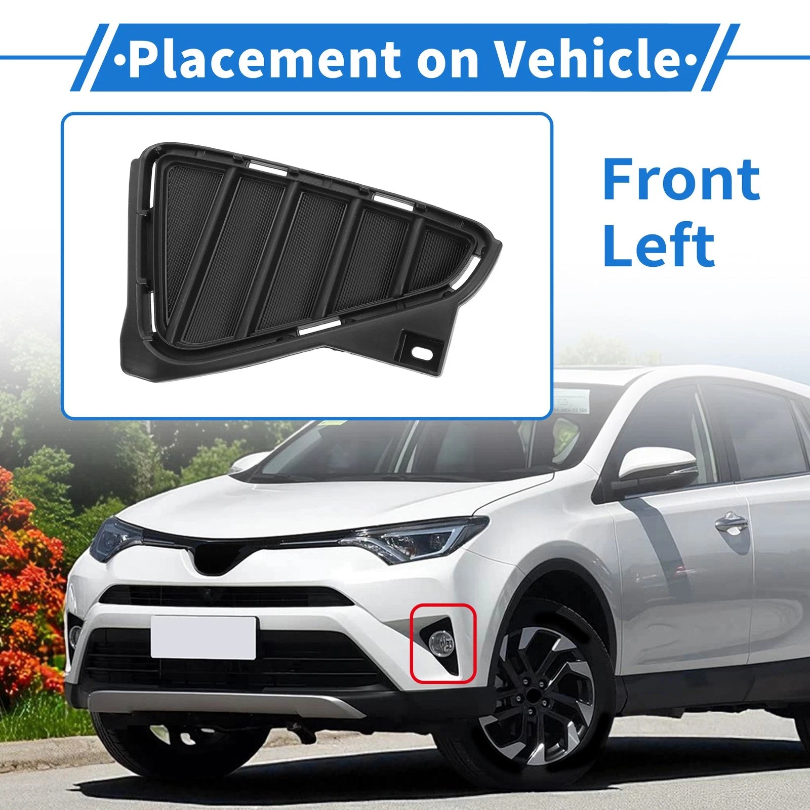 Front Left Bumper Fog Light Cover Replacement for Toyota RAV4 (2016–2018)