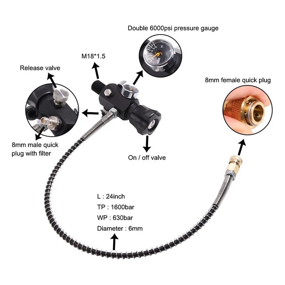 Dual Gauge Air Fill Adapter for Aluminum Alloy Quick Connector