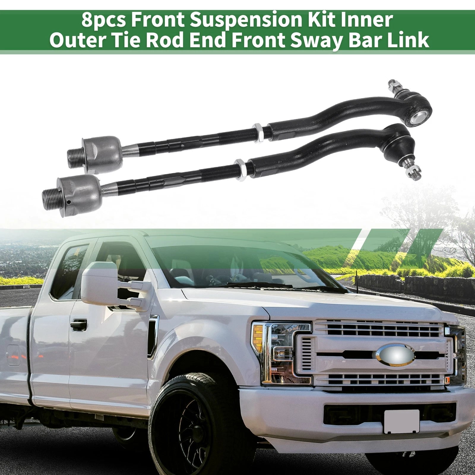 8pcs Front Suspension Kit Inner Outer Tie Rod End for Ford Edge (2007–2014)