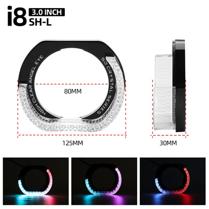 3" RGB LED Angel Eyes Halo Rings for Headlight (Rectangular)