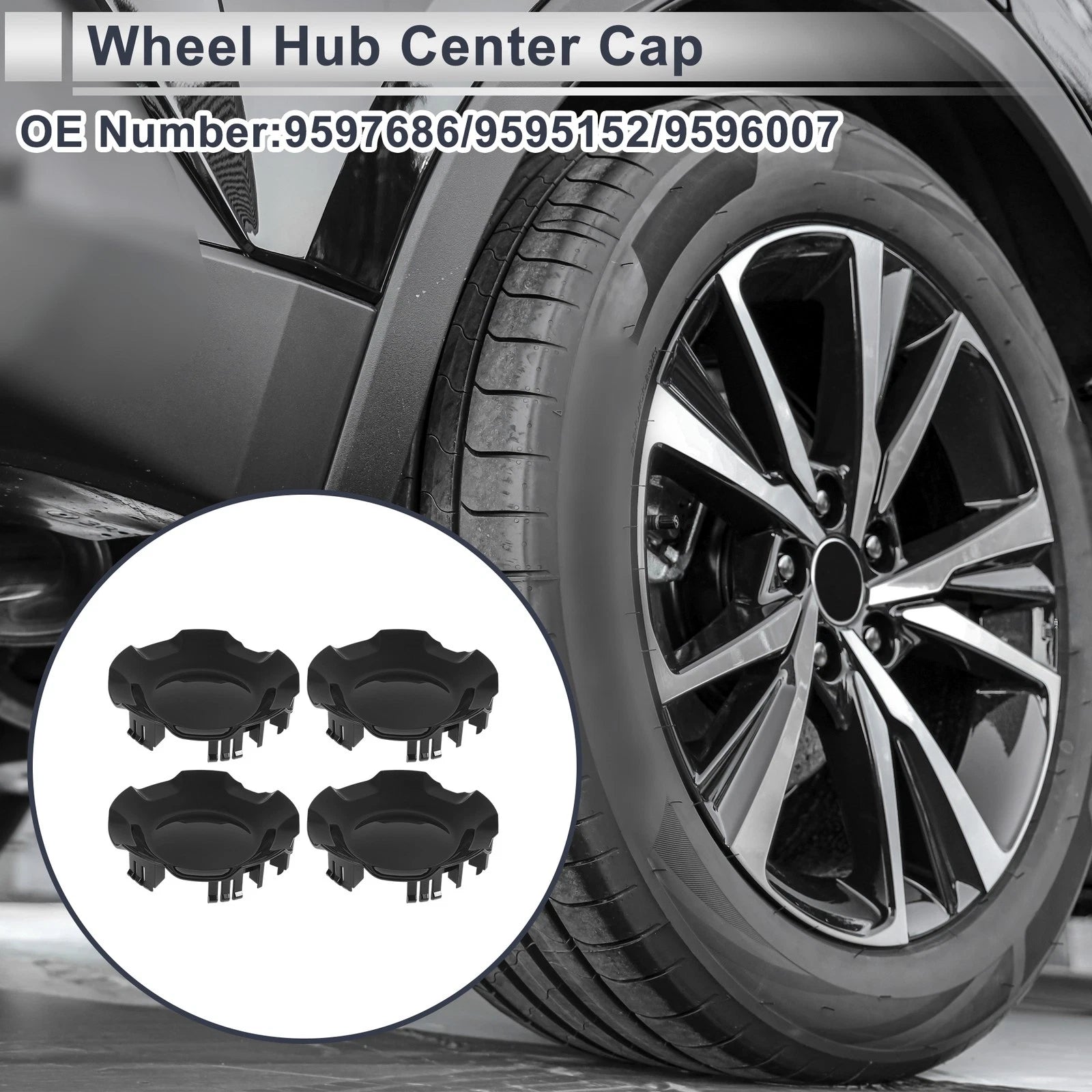 Wheel Hub Center Cap Black for Chevy Avalanche (2007–2013)