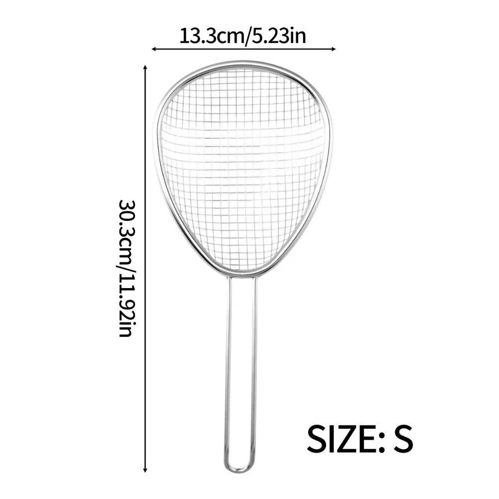 Long Handle Stainless Steel Oil Grid Scoop for Frying and Water Straining