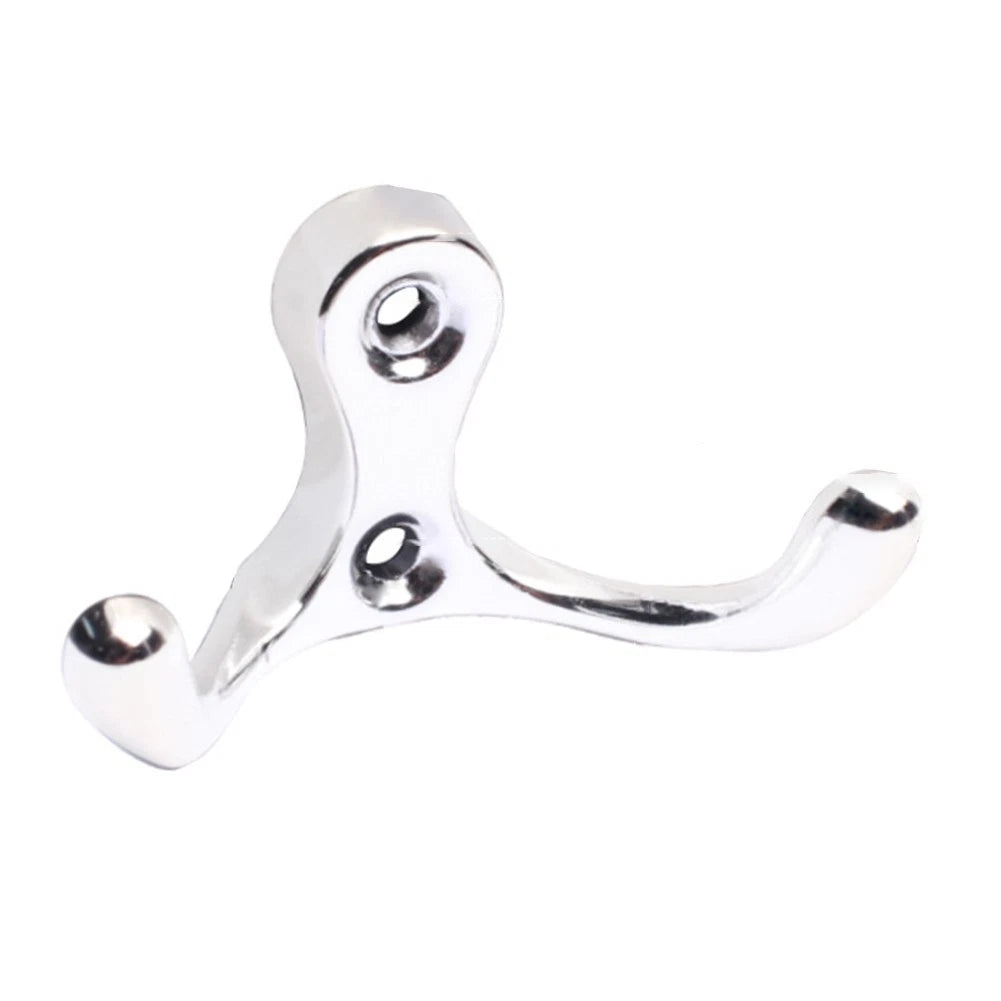 2X Dual Prong Wall Mounted Coat Hooks for Kitchen and Bathroom