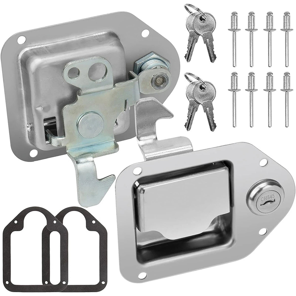 2Pcs Trailer Paddle Door Latch Lock + Key for RV Truck Tool Box