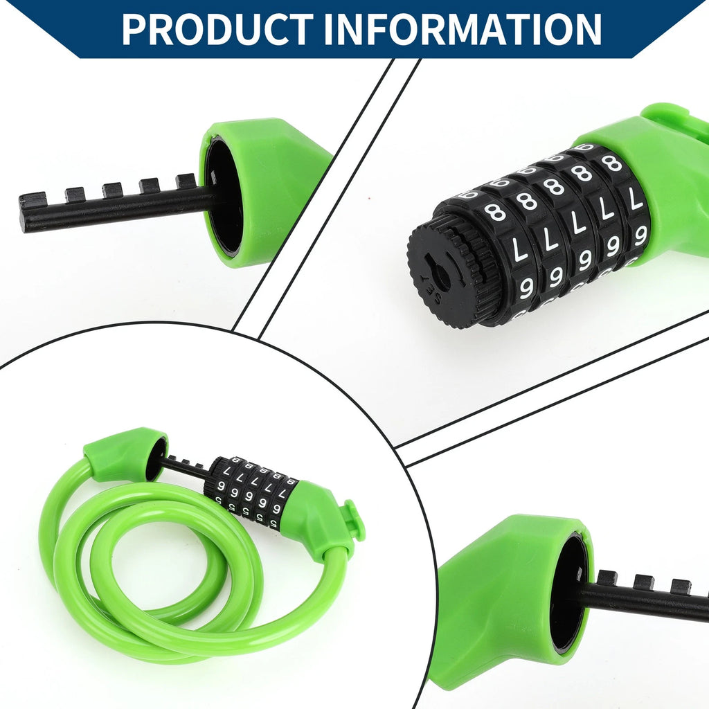 Bike Cable Lock 5 Digit Resettable Adjustable for Universal Bikes (Any Year)