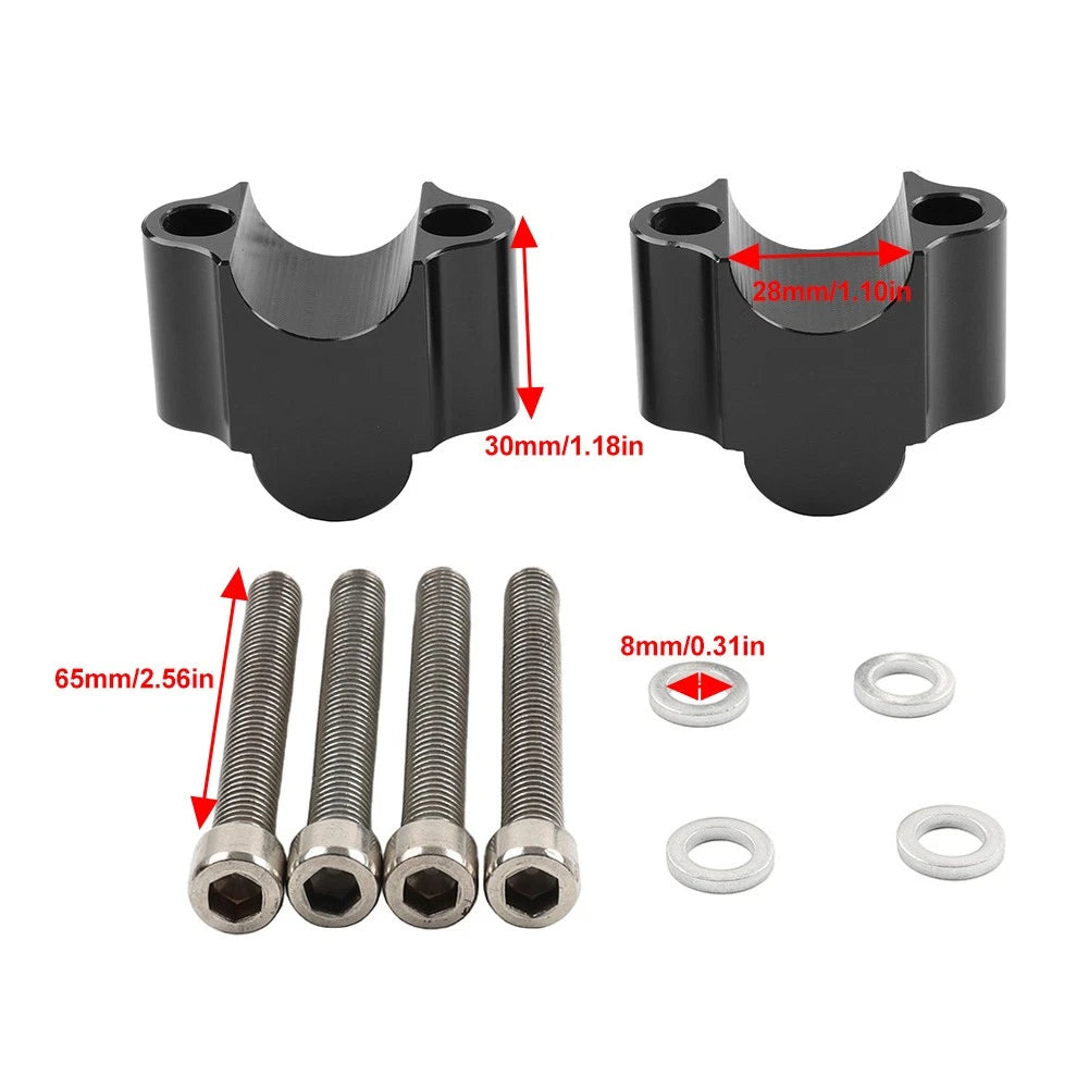 Universal 1 1/8" Motorcycle Handlebar Risers Mount Clamp Adapter 30mm Height