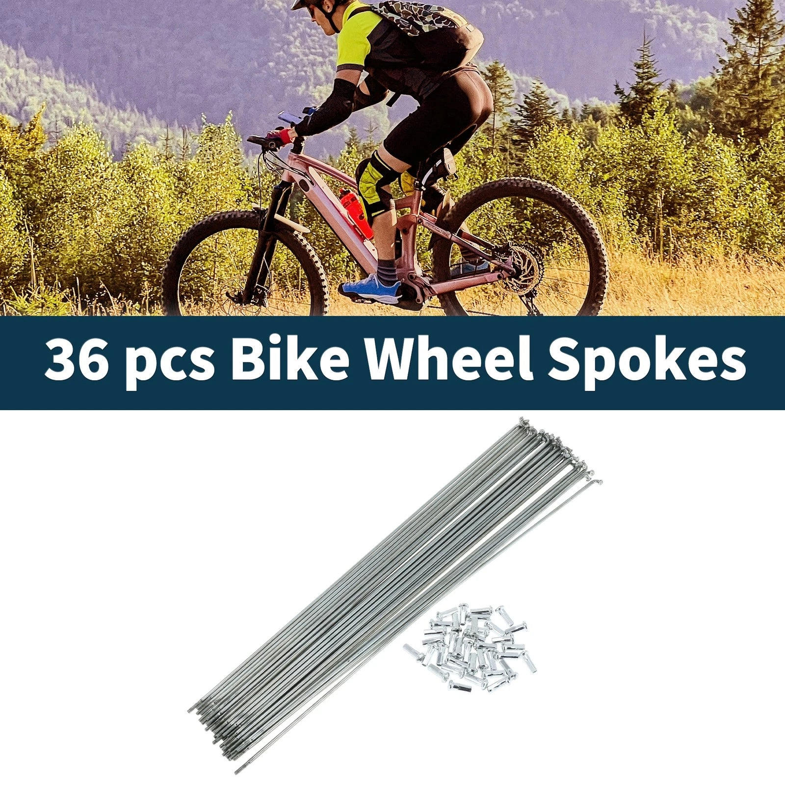 Bicycle Spokes and Nipples Set 45 Steel Galvanized Universal (Universal)