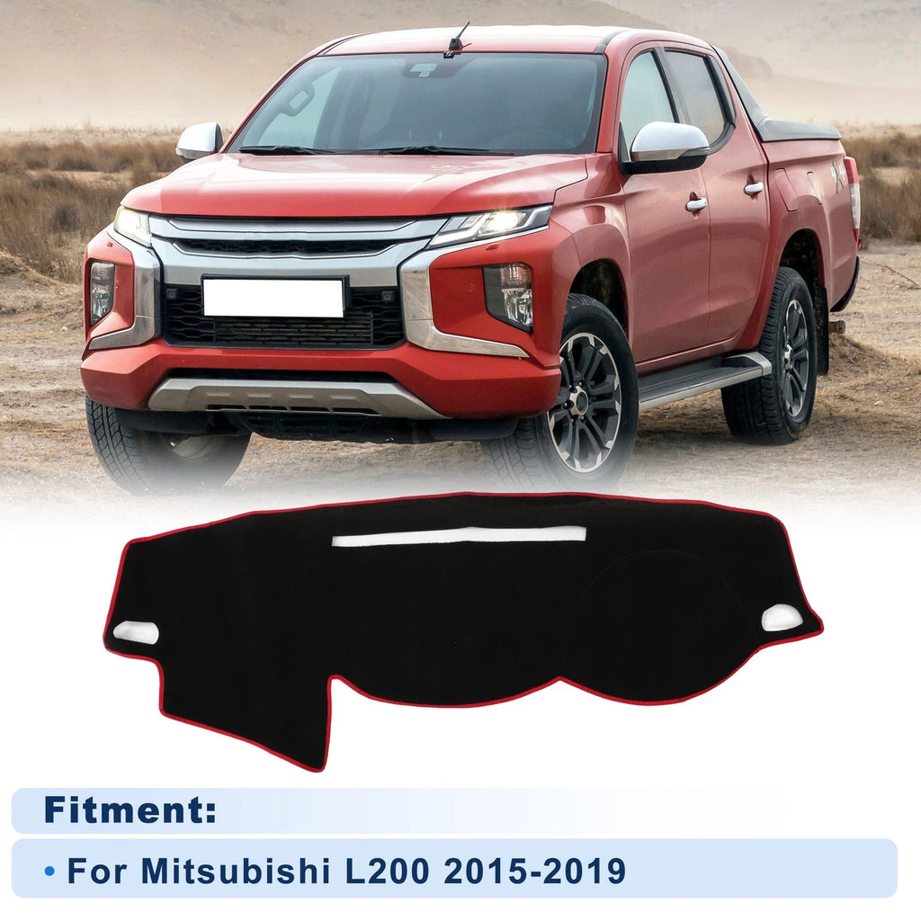 Dash Cover for Mitsubishi L200 2015–2019 Polyester Black With Red Edge