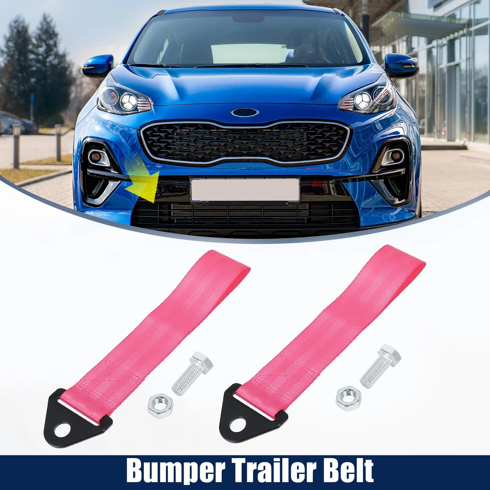 2 Pcs Tow Hook Bumper Trailer Strap with Bolt for Universal Cars (Universal)