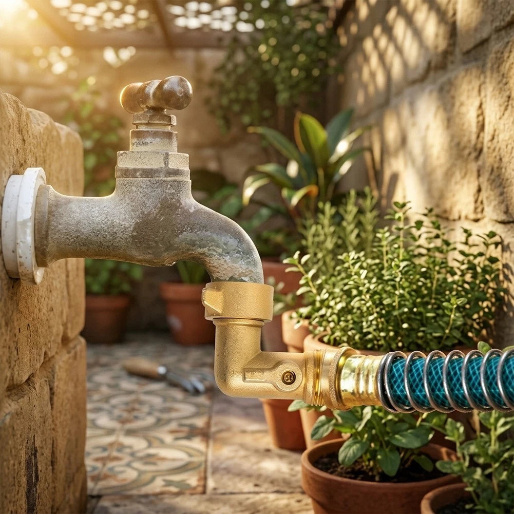 Brass Single-Way Elbow Valve for Garden Use (Tool-Free Installation)