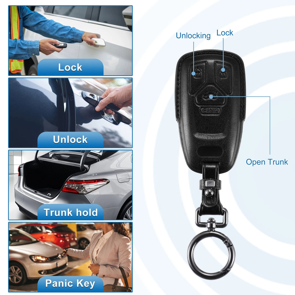 Leather Key Fob Cover with Keychain for Audi A3 A4 (2010–2016)
