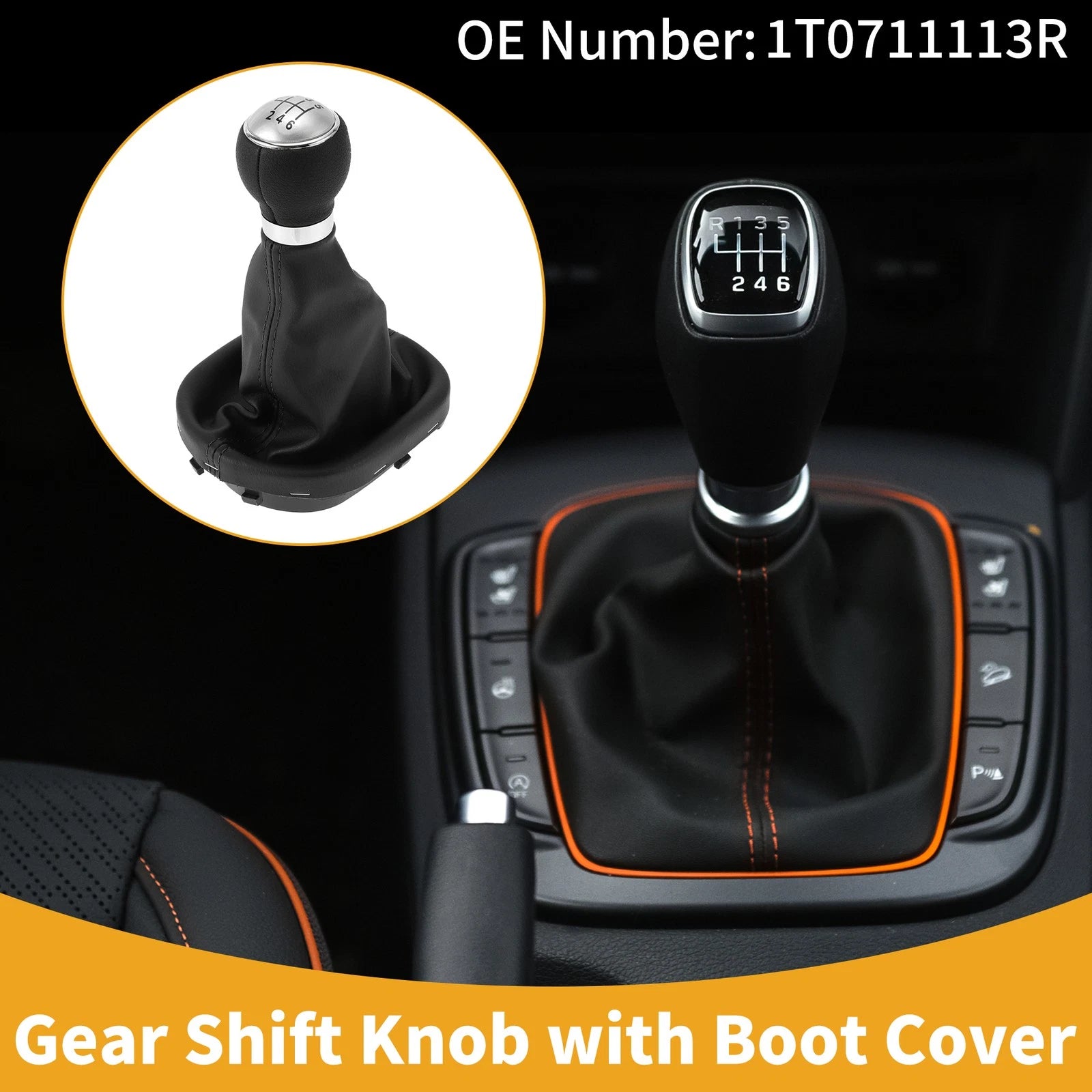 6 Speed Gear Shifter Knob With Cover Replacement for VW Caddy (2004–2009)