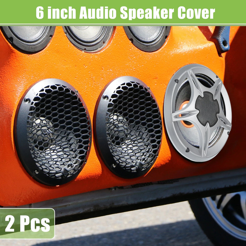 2X 6" Auto Speaker Grill Covers for Subwoofer (Universal) - Silver Tone