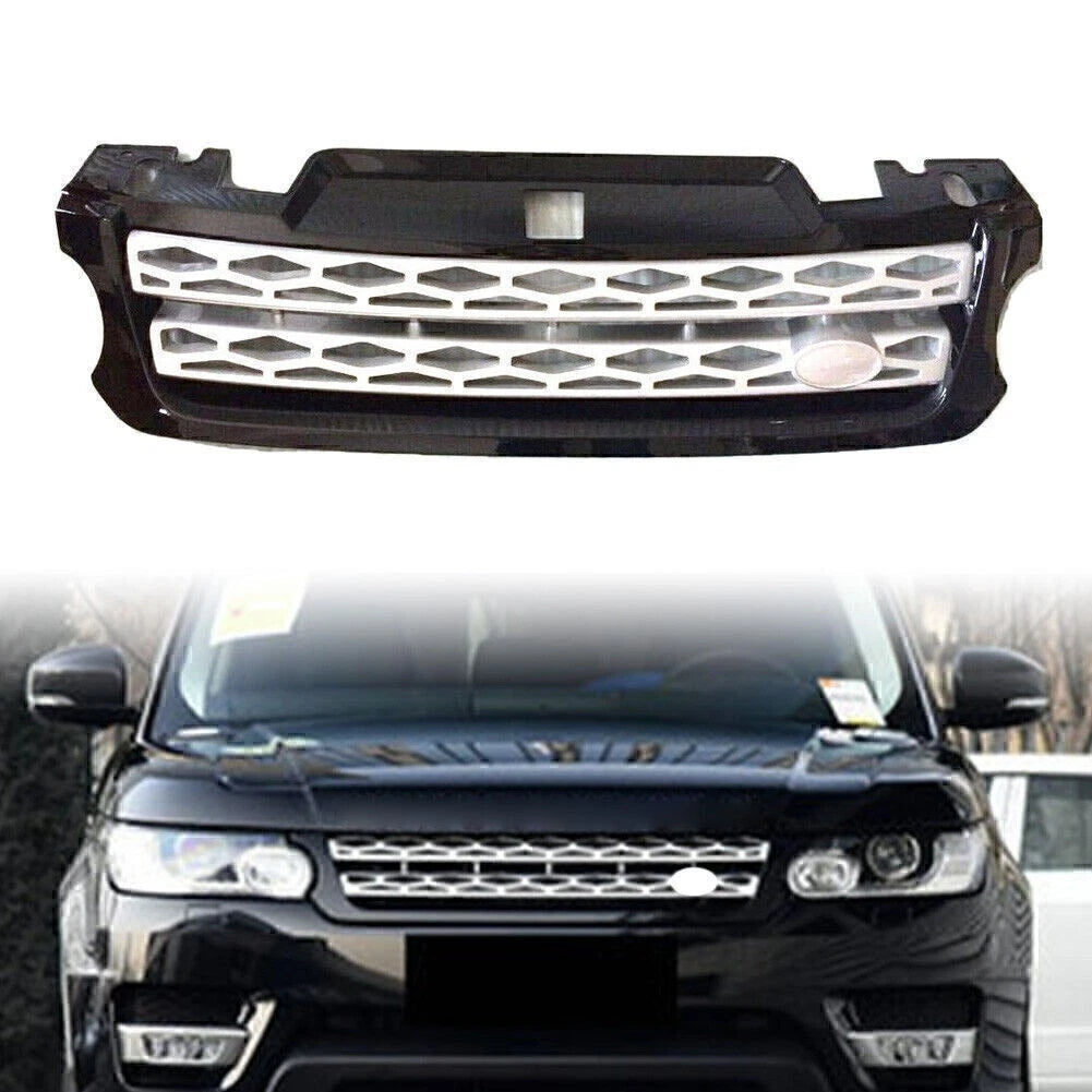 Front Bumper Upper Mesh Grille for Range Rover Sport (2014–2017) Black Silver
