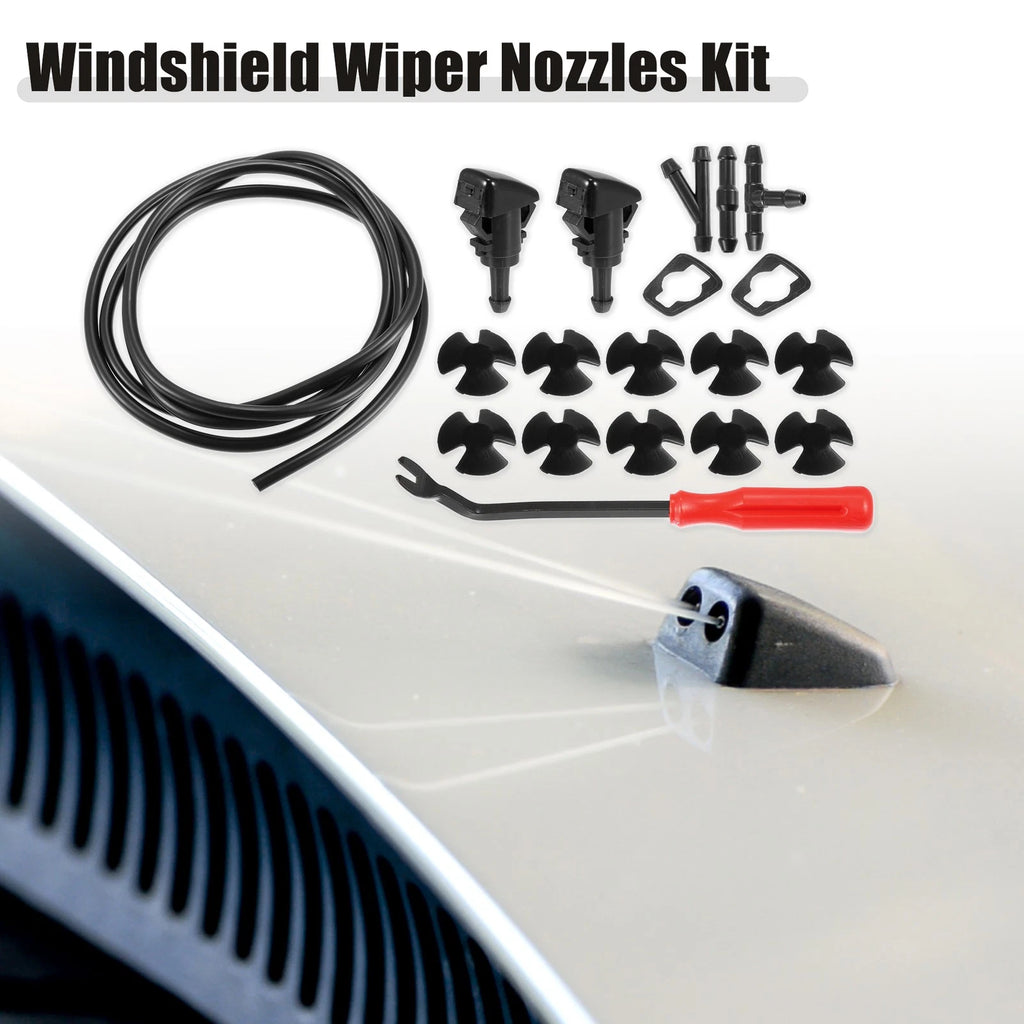 Windshield Washer Nozzle Kit Front 2M Hose Fit for Dodge Ram (2002–2010)