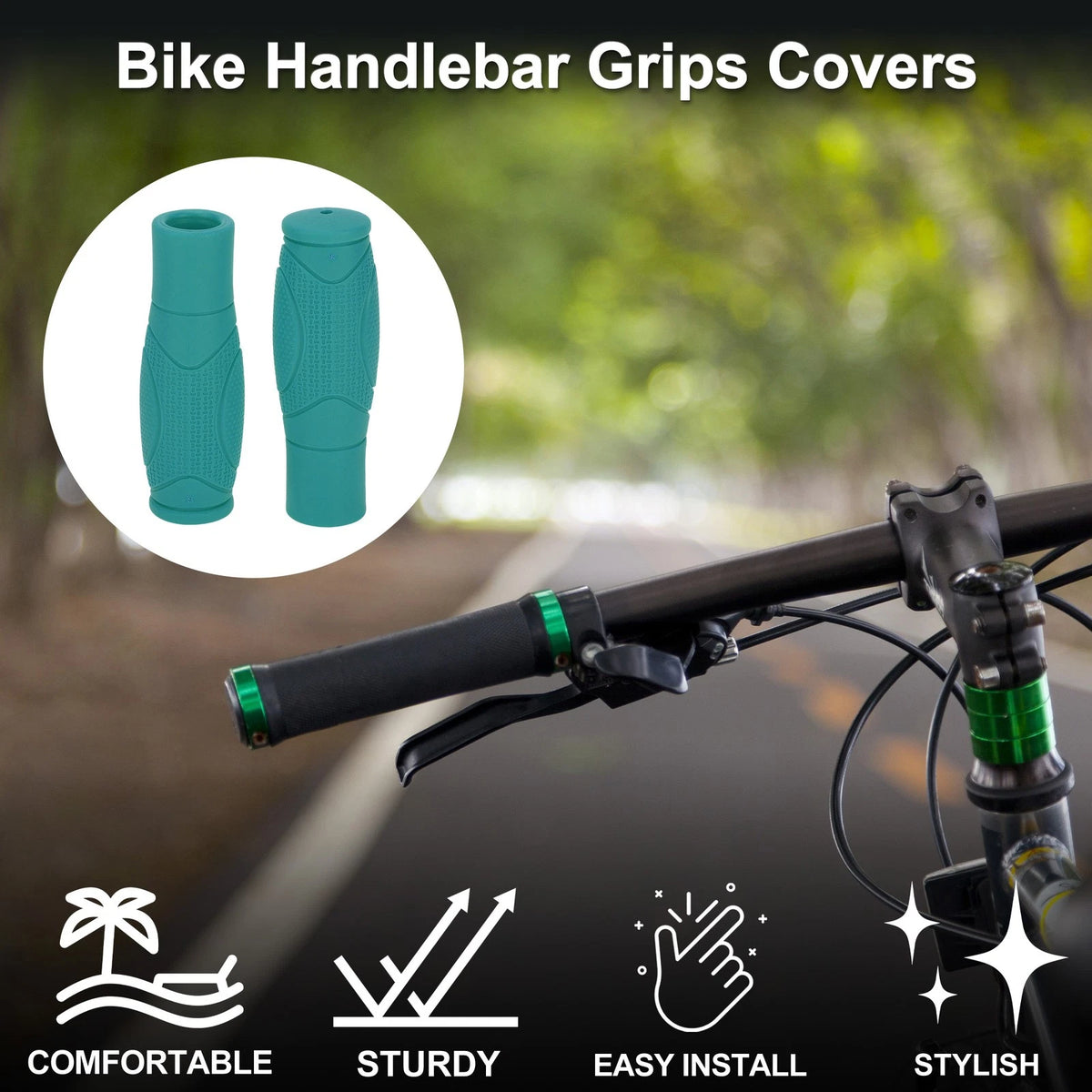 Bike Handlebar Grip Covers 125mm Non Slip for Blue 1 Pair