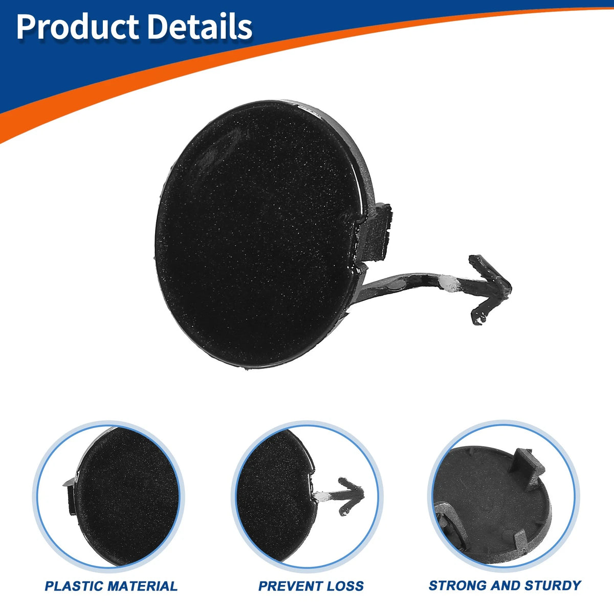 Rear Right Tow Hook Cover for Mazda 6 Atenza (2018–2021) Black
