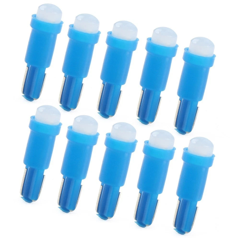 10x T5 LED Blue Light Indicator Bulbs for Car Dashboard Gauge (Universal)