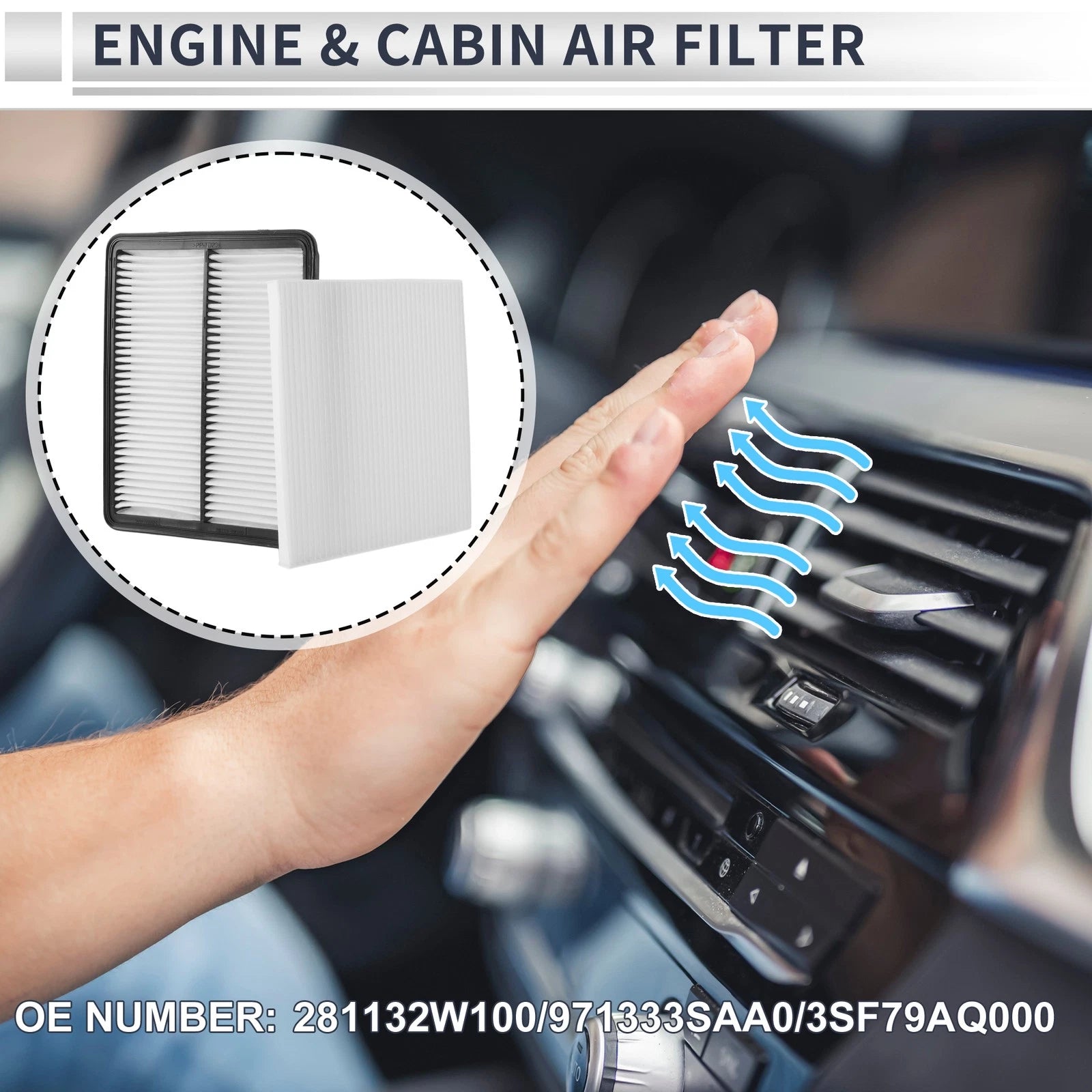Cabin Air Filter Combo Set Replacement for Hyundai Santa Fe (2013–2018)