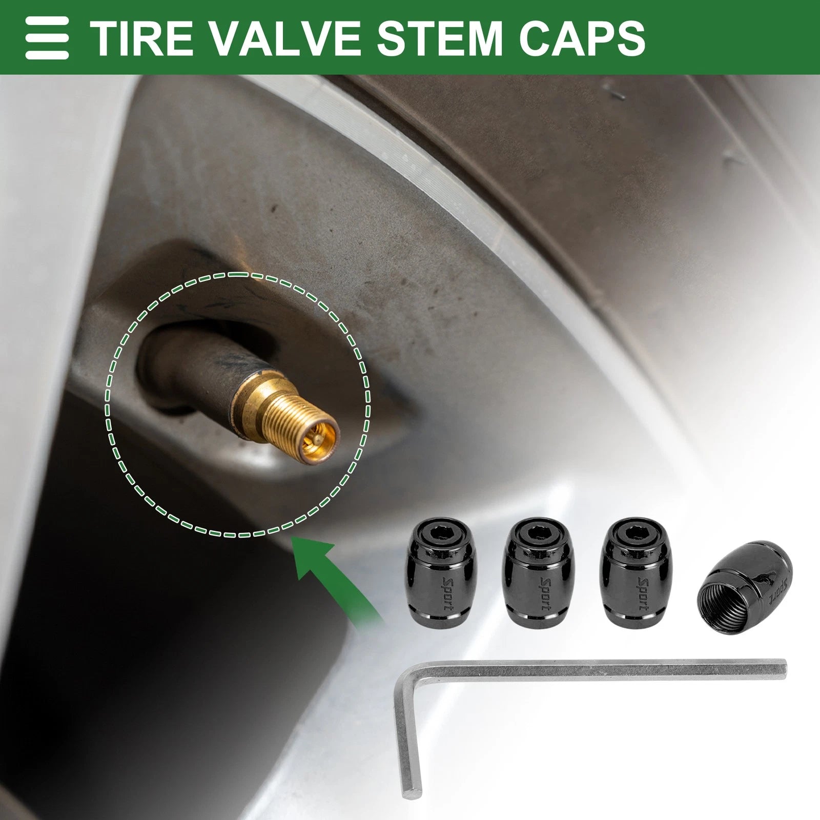 Tire Valve Stem Caps Titanium Tone Dust Covers for Bicycle 1 Set