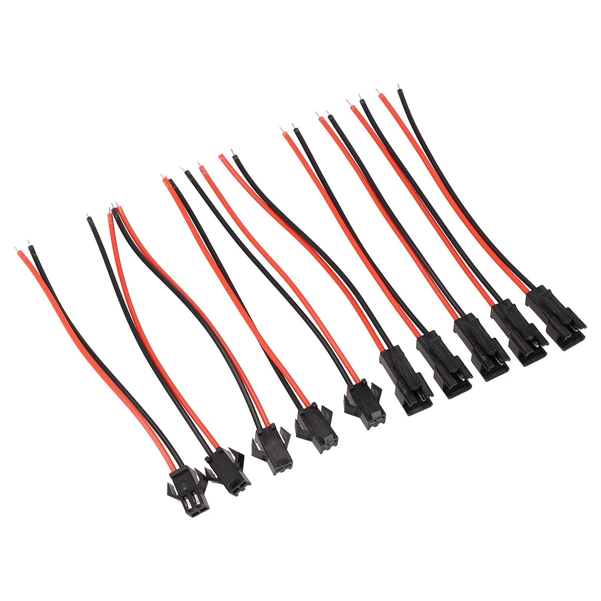 10PCS Black Rubber Shell 2P Female Male Connector Cable Adapter