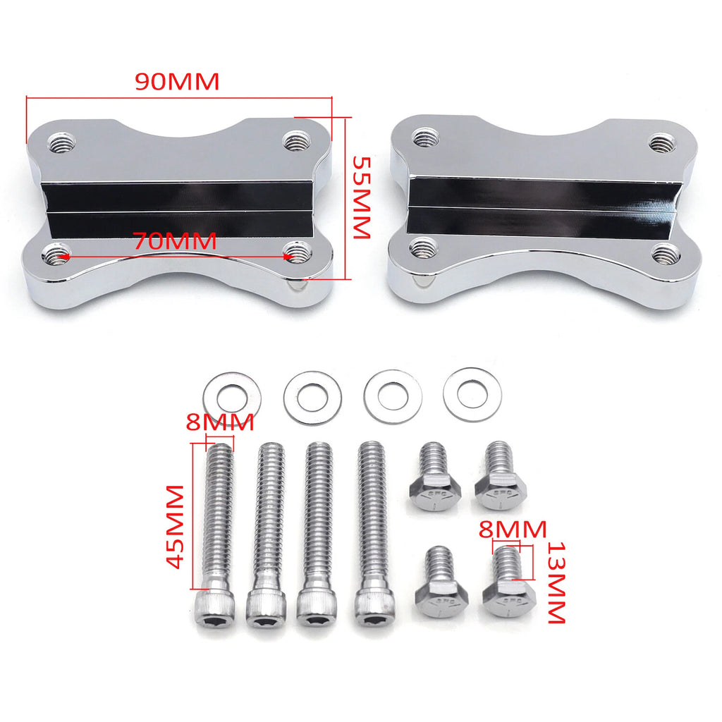 Chrome Fender to Fork Adapter Mount Bracket for Harley FLST (1986–2014)