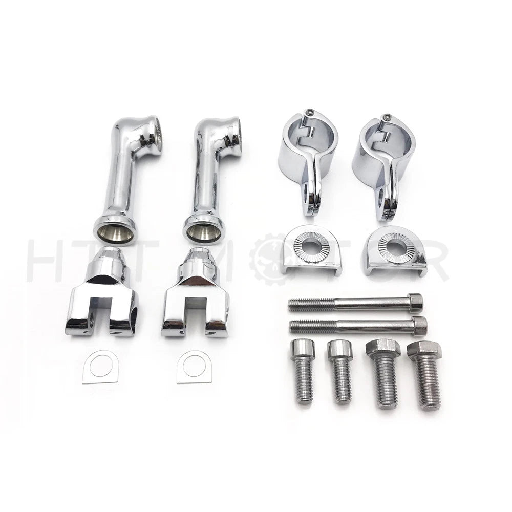 Chrome Engine Guards for Harley (1.25" Clamp, Longhorn Offset Foot Pegs)