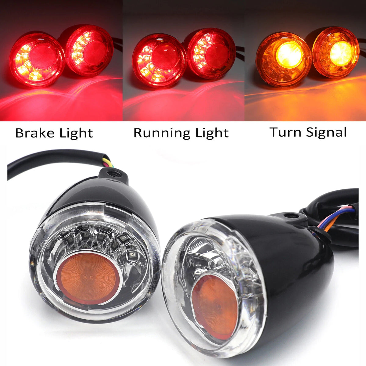 Clear LED Run Brake Turn Signal Indicator Light for Harley XL 883 1200 (1992–2017)