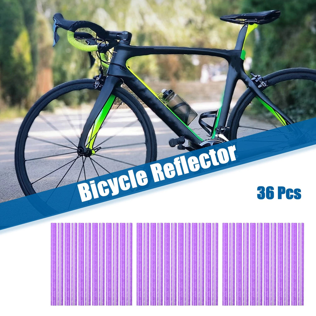 Bicycle Reflector Set 36 Pcs Outer Reflective for Bike ABS Purple
