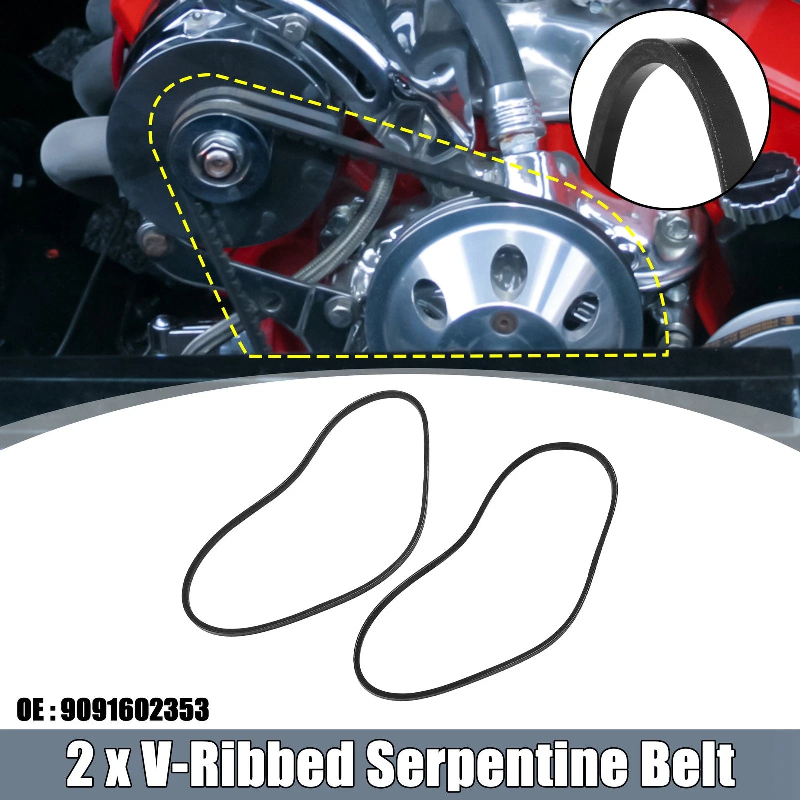 2-Pack Serpentine Drive Belt Replacement for Lexus LX450 (1996–1997)