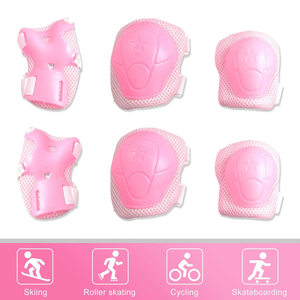 Elastic Closure Protective Gear Set Knee Elbow for Pink Bicycle 6 Piece (2011–2018)