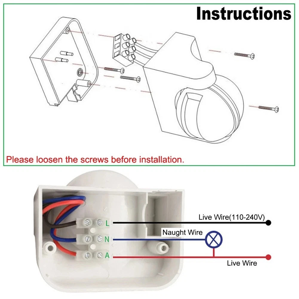 Waterproof PIR Motion Sensor for Outdoor Use - Adjustable Range