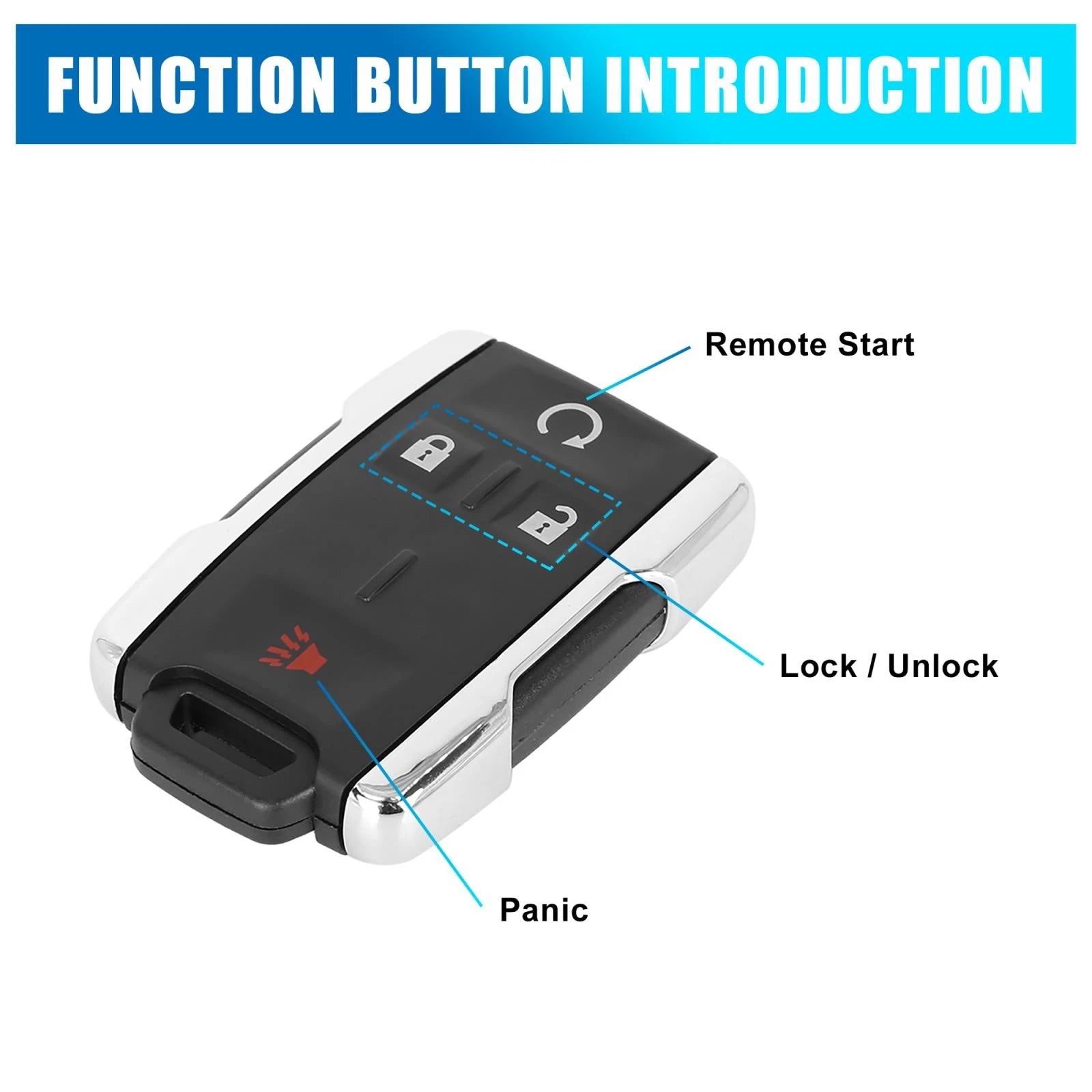 Car Key Fob Shell Case Replacement for Chevy Colorado Silverado (2016–2024)