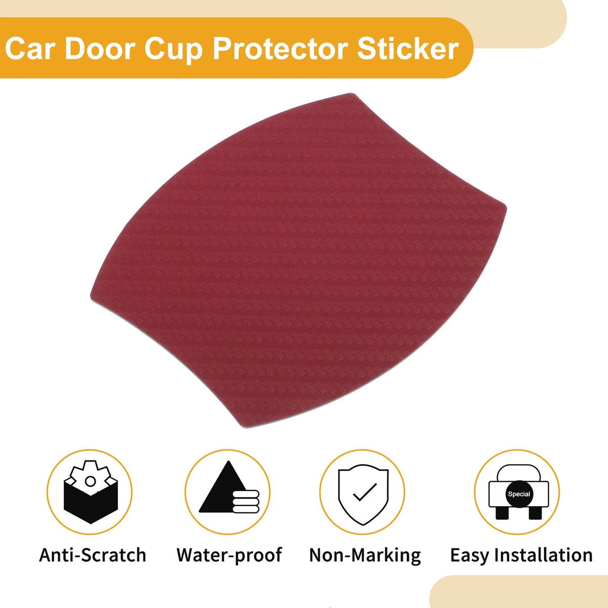 3D Car Door Cup Protector Sticker for Universal Fit (79x89mm) - Red