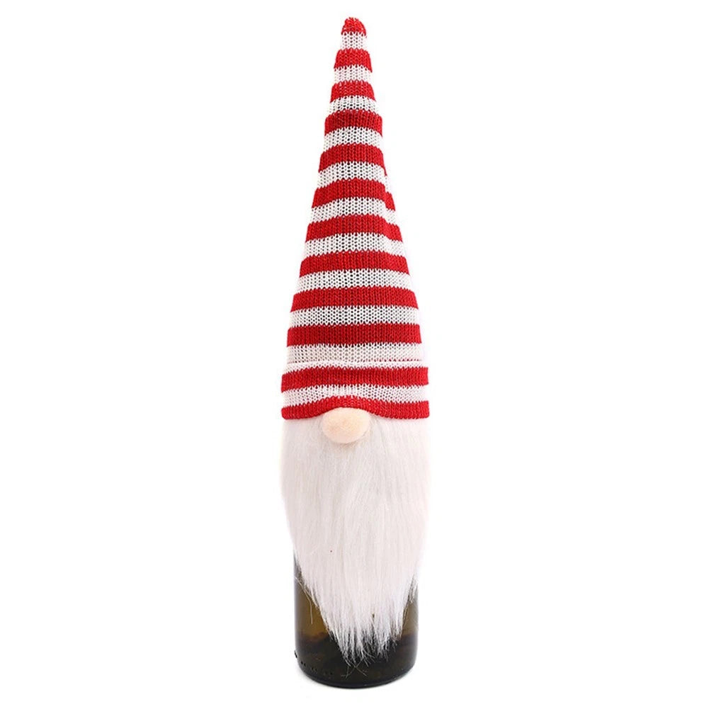 Set of 4 Wine Bottle Covers with Christmas Gnome Design for Parties