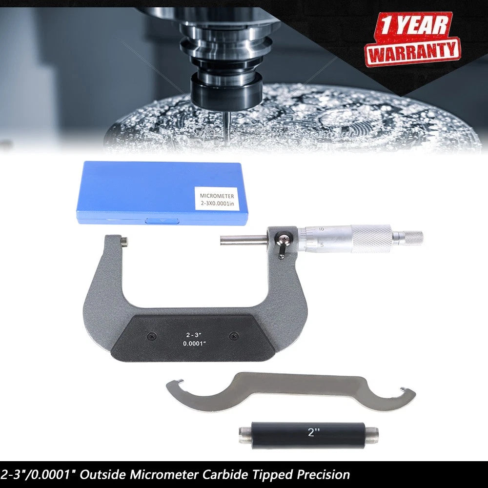 Precision Outside Micrometer 2-3" 0.0001" Carbide Tips for Automotive Use