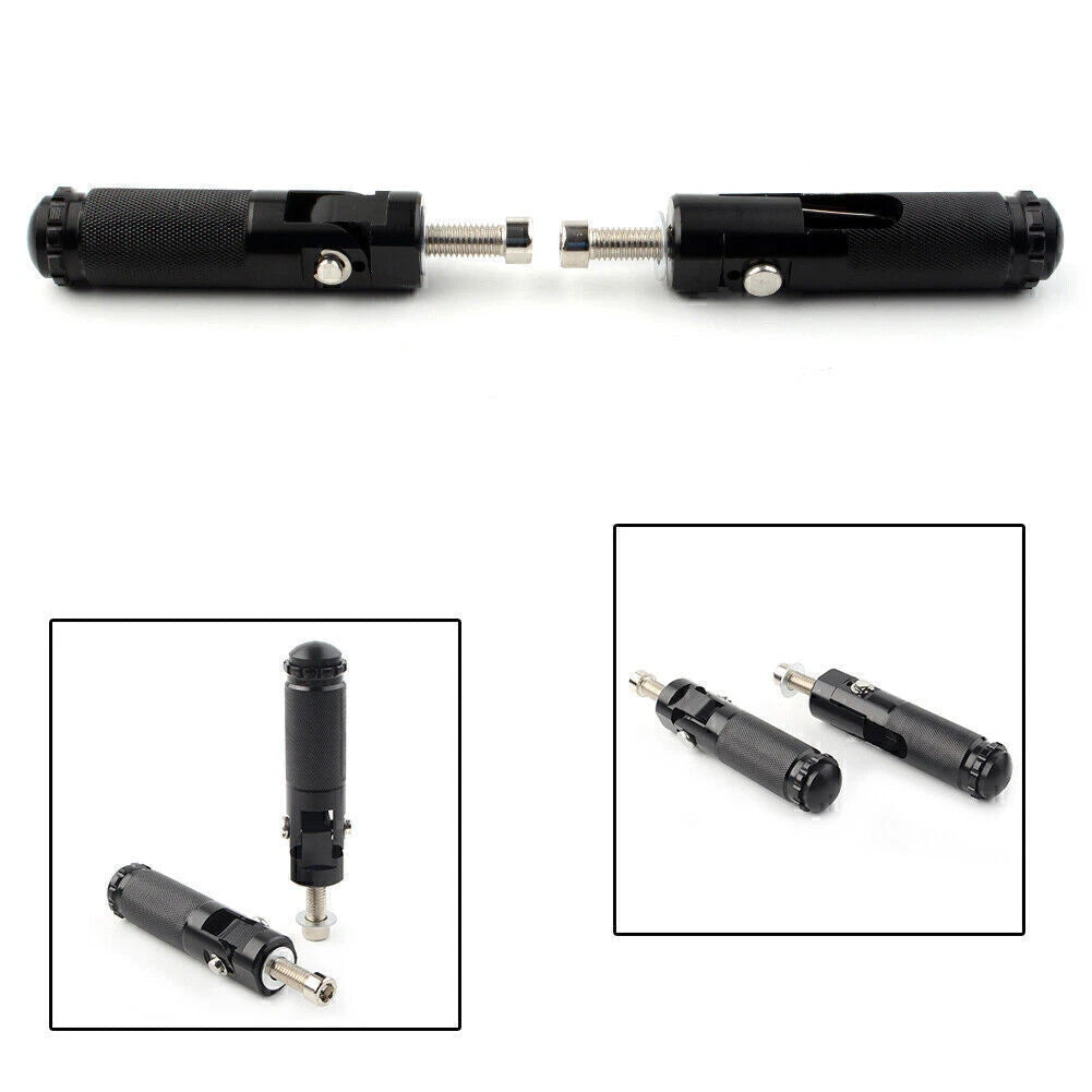 Set of 2 Folding Foot Pegs for Motorcycle Universal Black