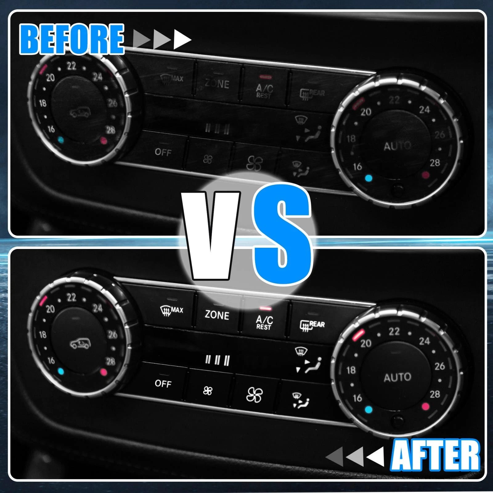 Center Console AC Button Stickers Set for Mercedes-Benz C Class (2015–2021)