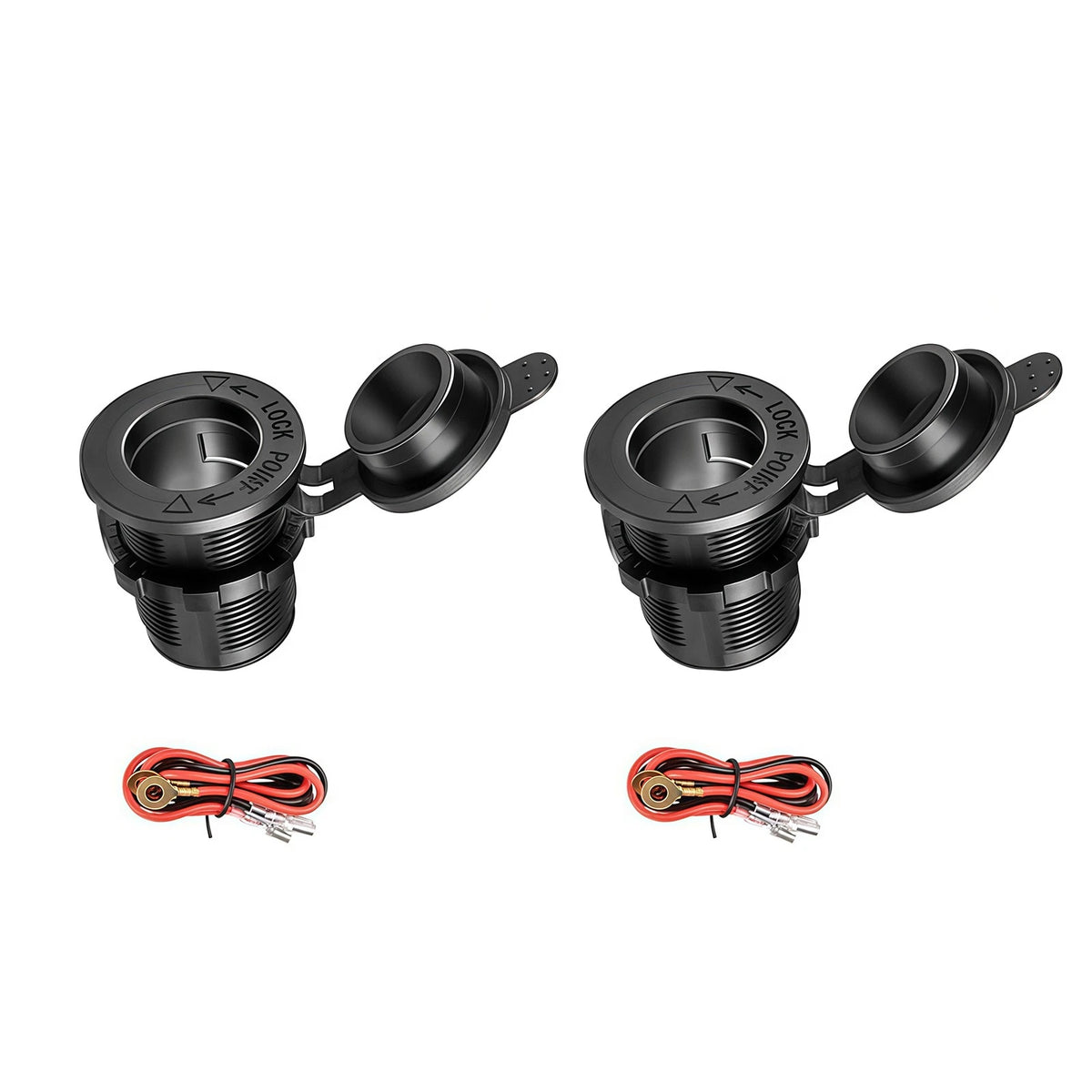 2 Sets Cigarette Lighter Socket Waterproof Dust Cap for Motorcycle Car