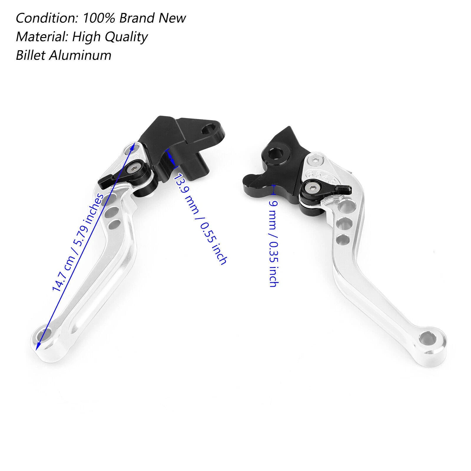 Set of 2 Brake Clutch Levers for Yamaha YZF-R15 (2008–2014) Silver T9