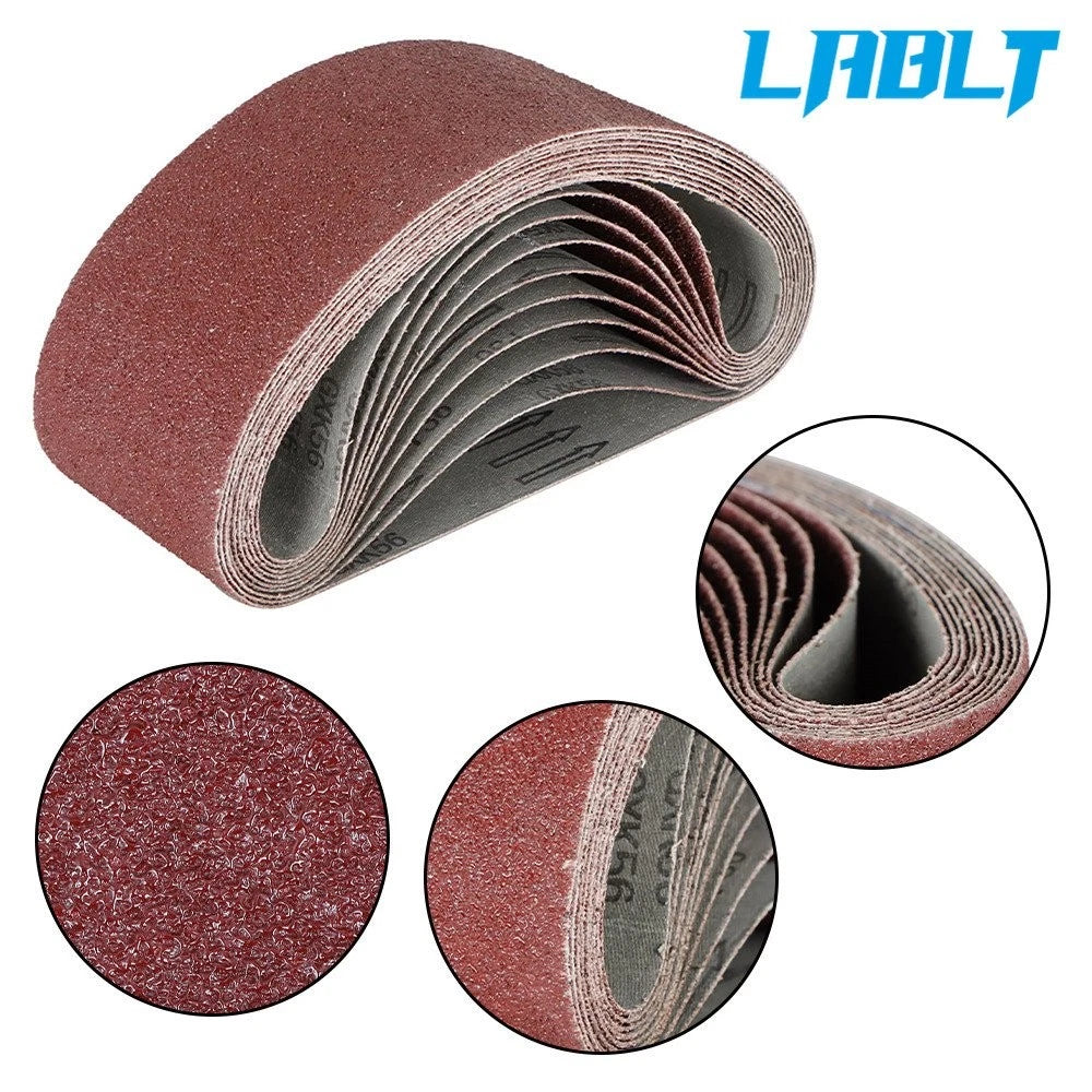 Set of 10 Sanding Belts 4" × 24" A/O 36 Grit for