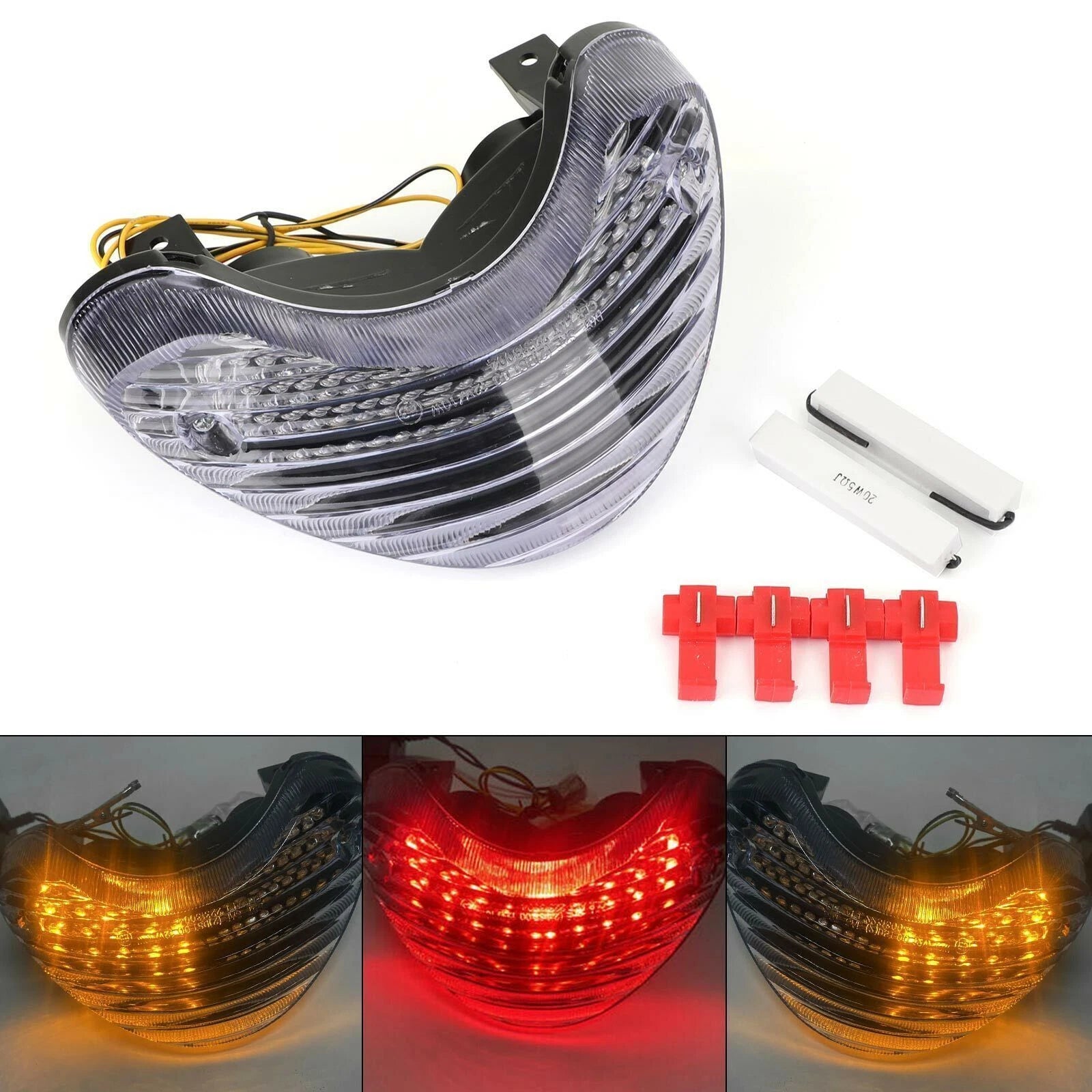 Clear LED Taillight with Integrated Turn Signals for Suzuki SV650 TL1000S TL1000R (1999–2002)