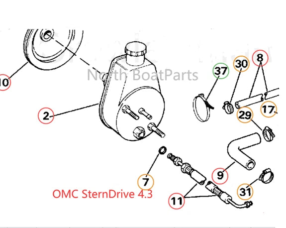 Power Steering Pump for Volvo Penta OMC 5.0 5.7 7.4 8.2 L 305 350 454 (3850491)