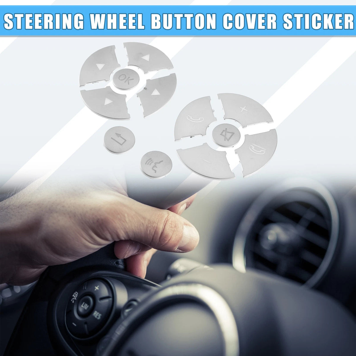 Steering Wheel Button Cover for Mercedes-Benz ABS Silver Tone (12 Pcs) (2010–2016)