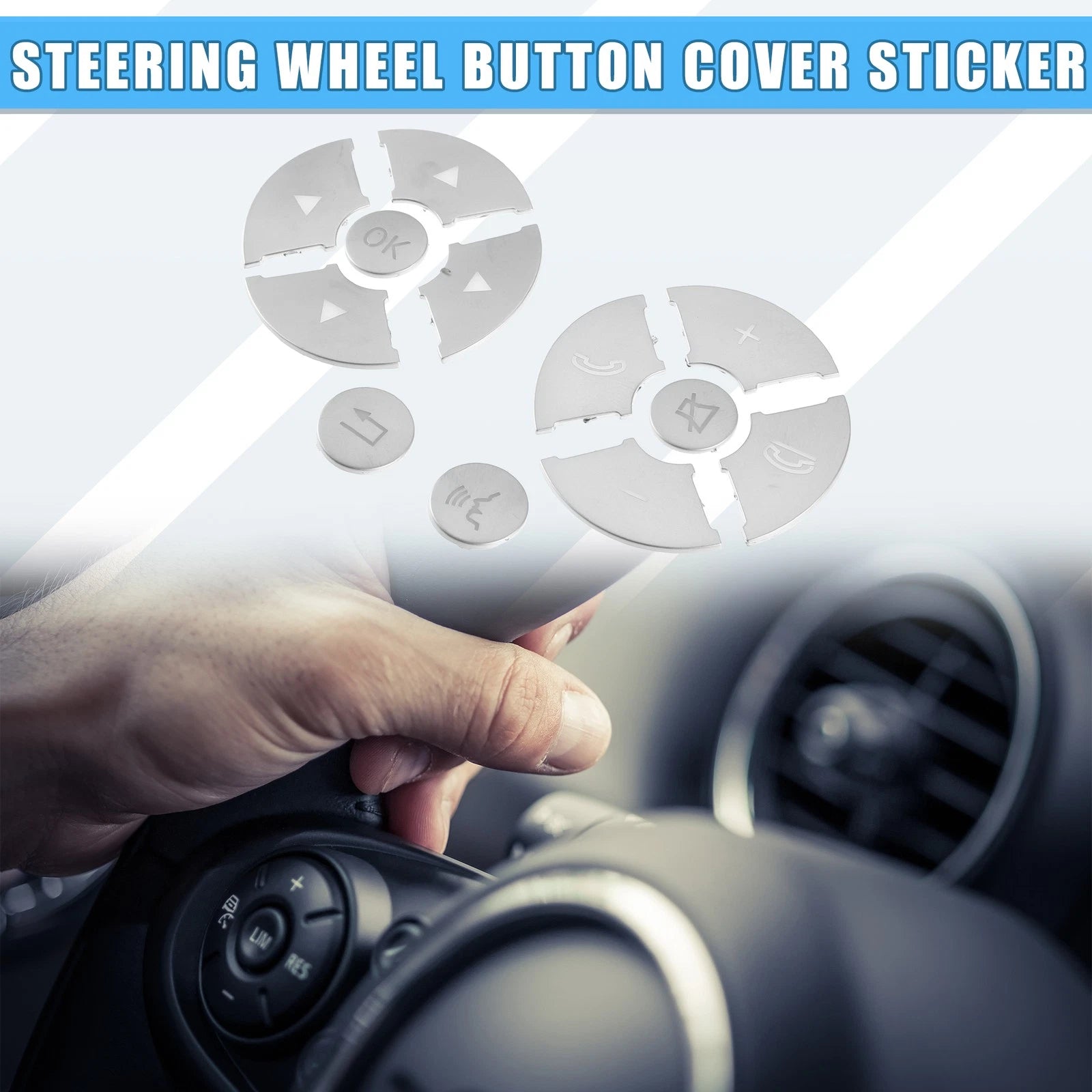Steering Wheel Button Cover for Mercedes-Benz ABS Silver Tone (12 Pcs) (2010–2016)