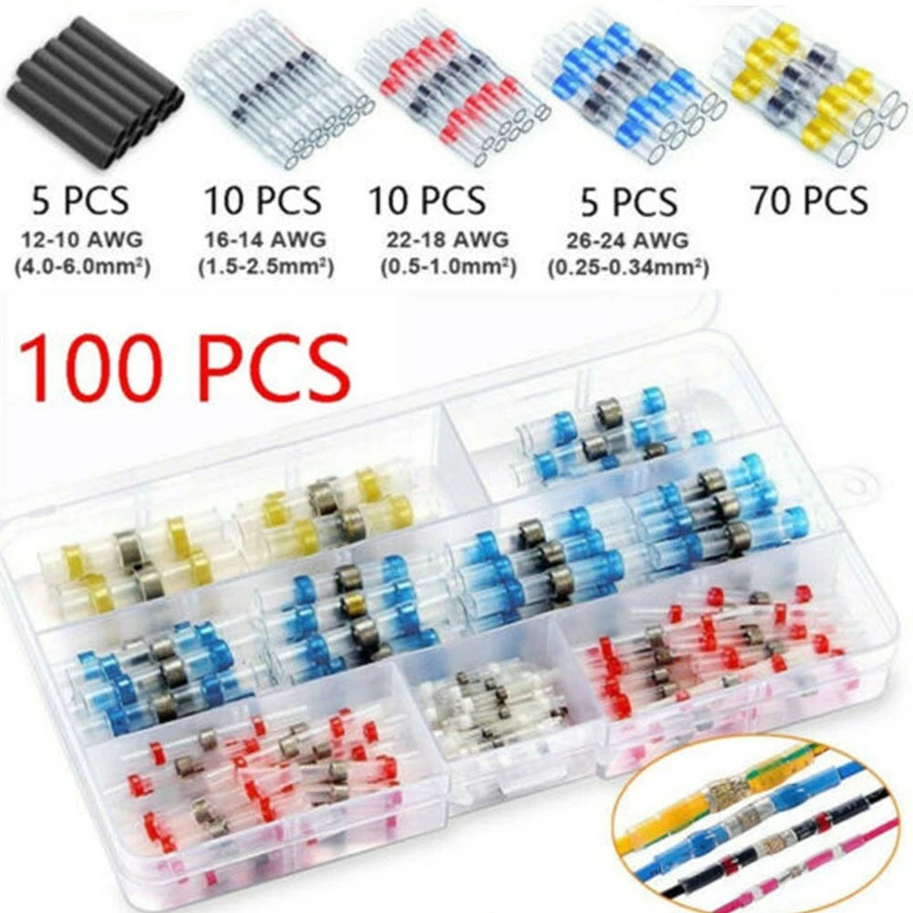 100x Tinned Copper Sleeve Shrinkable Butt Terminal Connectors