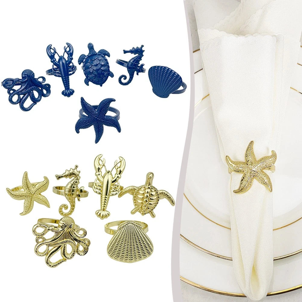 Set of 6 Decorative Napkin Rings for Table Settings