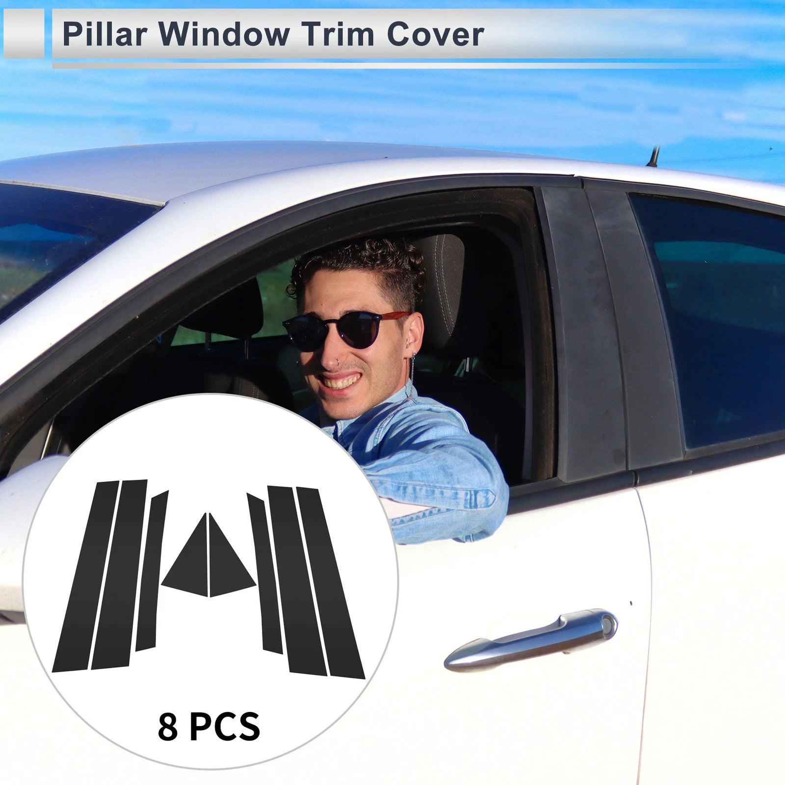 Door Pillar Window Trim Kit 8 Pcs for Mazda CX7 (2007–2012) Black