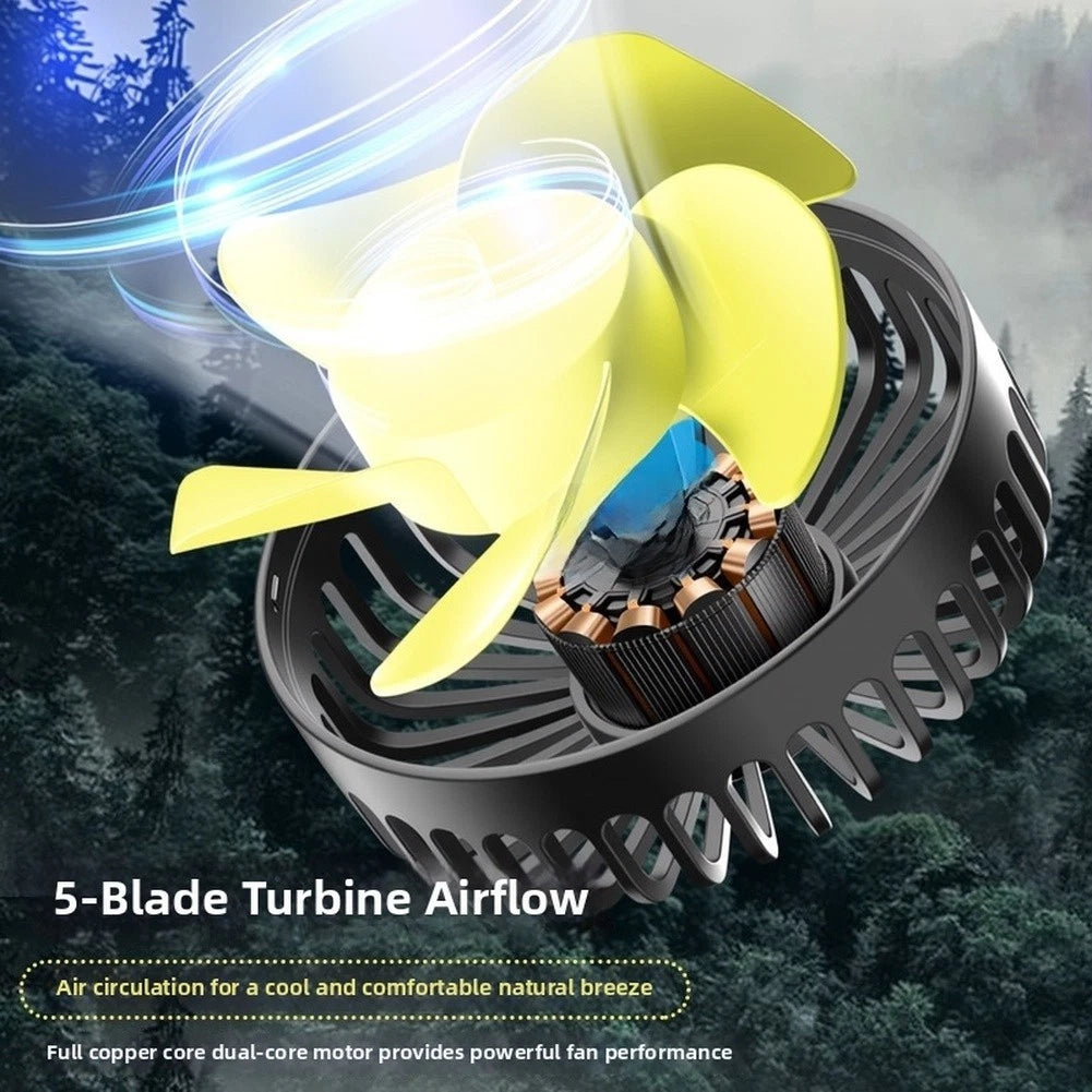 Dual Head Car Fan USB 360 Degree Adjustable Rotation 3 Speed Black Yellow