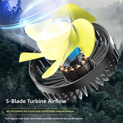 Dual Head Car Fan USB 360 Degree Adjustable Rotation 3 Speed Black Yellow